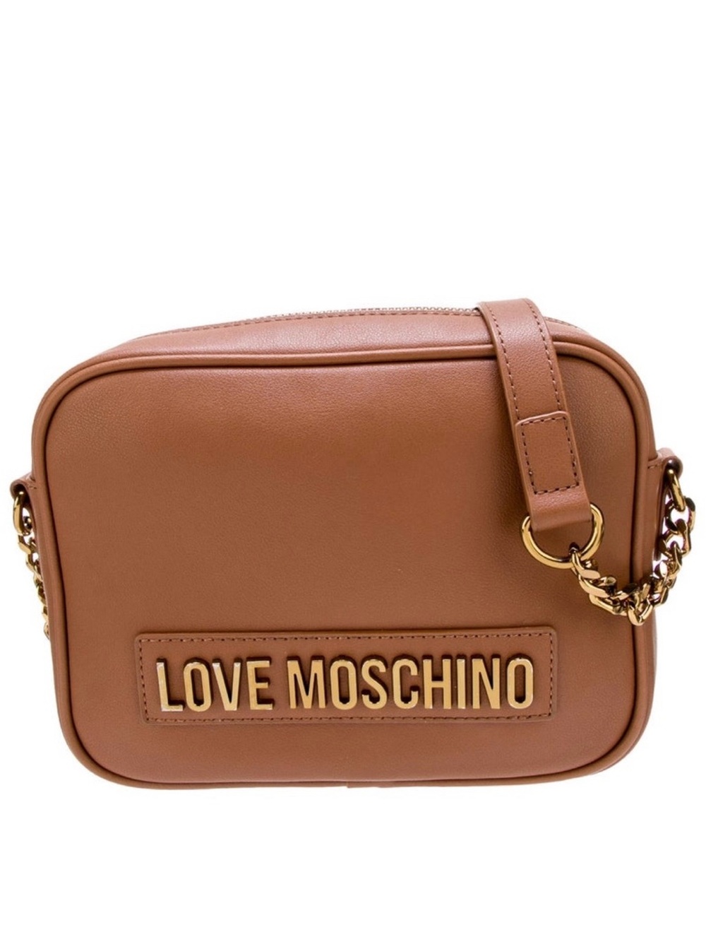 Love Moschino Brown Crossbody Bag with Gold Hardware